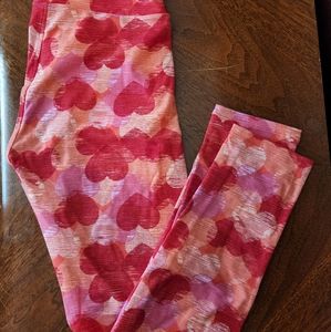 LuLaRoe One Size VALENTINE'S DAY Leggings | Subtle Striped Hearts | size: OS